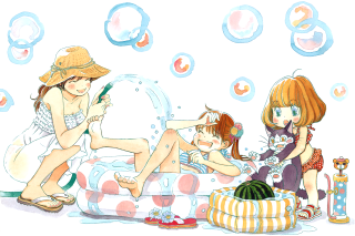 Girls bathtub bubbles brushing teeth - a bathtub free wallpaper for desktop