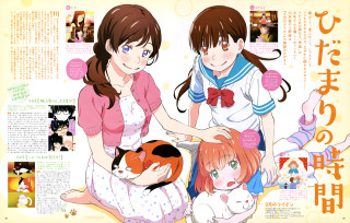 Girls sitting floor cat lap - a floor free wallpaper