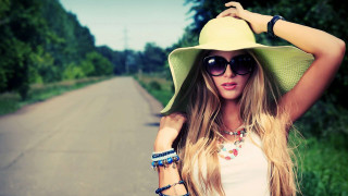 Woman hat sunglasses road nature - a hat and sunglasses free wallpaper