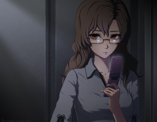 Woman glasses cellphone dark room - glasses holding free wallpaper