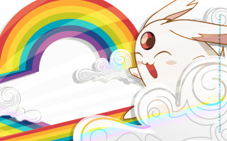 Cartoon rainbow cloud background middle - a rainbow in the middle free wallpaper