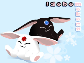 Rabbit bunny blue background hello - official art free wallpaper for desktop