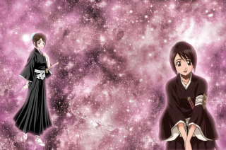 Anime characters purple background stars 3 - a black robe free wallpaper