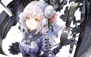 White hair gun machinegun cybernetic - a white outfit holding free wallpaper