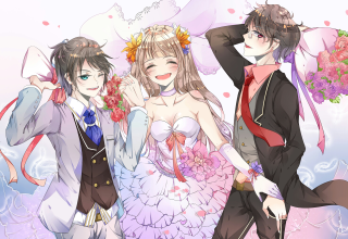 Couple people suit pink background - a man in a suit free wallpaper for desktop