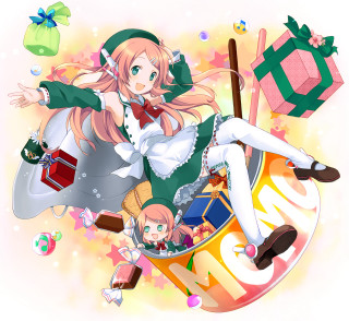 Girl green dress table objects - a box free wallpaper for tablet