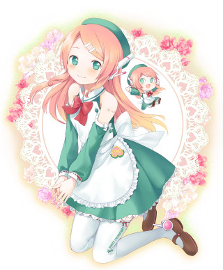 Girl green dress bowtie doll - a doll free wallpaper