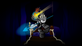 Cartoon character chair sword glowing - dark soul free wallpaper
