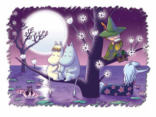 Witch friends tree branch moonlight - a full moon in the background free wallpaper for desktop