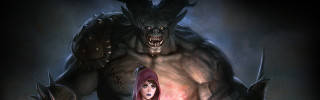 Woman giant demon dark room - mars ravelo and greg rutkowski free wallpaper