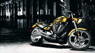 Yellow motorcycle dark room fence - bar free wallpaper