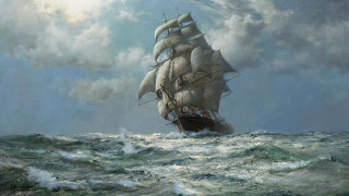 Ship rough seas cloudy sky - a few cloud above free wallpaper
