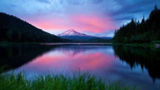Mountain pink sky lake grass 7 - grass free wallpaper for desktop