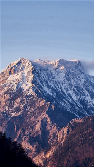 Snowy mountain blue sky clouds 5 - free mountains wallpaper for mobile