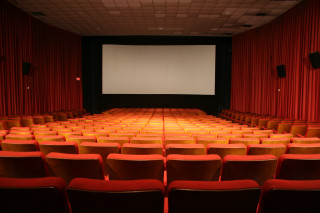 Auditorium seats projector screen red - red curtain free wallpaper