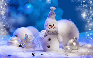 Snowman hat scarf ornaments blue 5 - a hat and a scarf free wallpaper