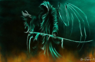 Demon holding stick demon shoulder - his hand and a demon free wallpaper for desktop