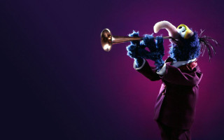 Man suit mask trumpet purple - funk art free wallpaper