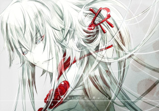 Anime girl white hair red 12 - long white hair free wallpaper