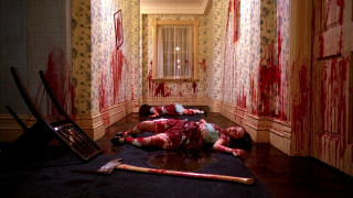 Bloody room woman floor knife - a door free wallpaper
