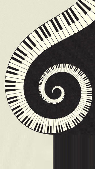 Piano spiral design black white - funk art free wallpaper for mobile