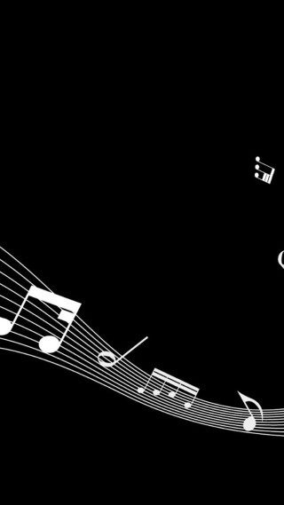 Music notes black white background - video art free wallpaper for mobile
