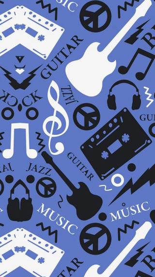Blue background music symbols pattern 2 - clean free wallpaper for mobile