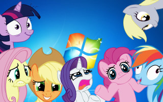 Little ponies blue sky background - little pony free wallpaper