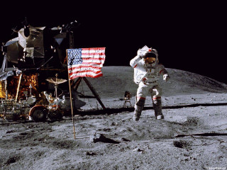 Astronaut moon flag shuttle earth - moon free wallpaper