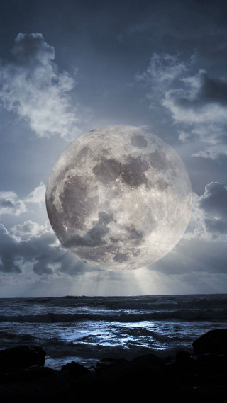 Full moon ocean clouds dark - the sky above free wallpaper
