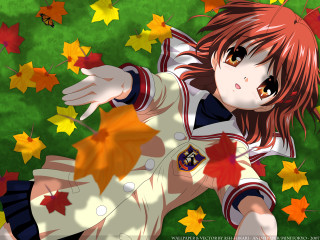 Girl uniform maple leaf leaves - a girl in a uniform free wallpaper for desktop