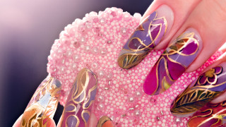 Woman hand manicure pink gold - gaudy free wallpaper for desktop