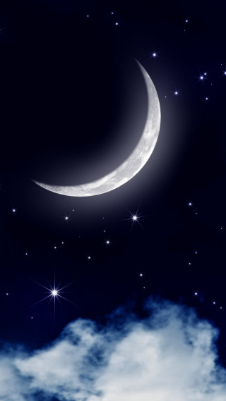 Crescent moon night sky stars 2 - betye saar free wallpaper for mobile