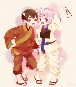 Anime couple pink background boys - a couple of people free wallpaper for tablet