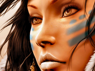 Woman painted face feather head - painted free wallpaper for desktop