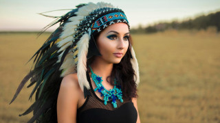 Woman headdress feathered head field 2 - caroline chariotdayez free wallpaper
