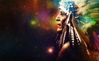 Native american man colorful background - a space free wallpaper