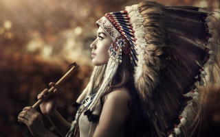 Native american woman serious stick 3 - a stick free wallpaper