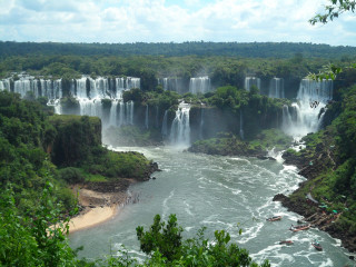 Waterfall river swimmers forest nature - a large waterfall free wallpaper