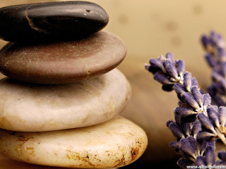 Stack rocks lavender flowers table - bracha l. ettinger free wallpaper