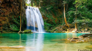 Waterfall forest clear blue river 2 - clear free wallpaper for desktop