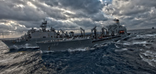 Large ship ocean cloudy sky 2 - cloud above free wallpaper