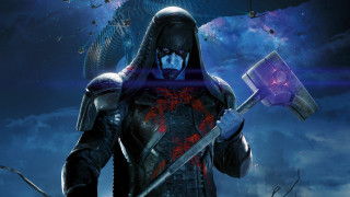 Man armor axula sky background - his hand and a sky background free wallpaper