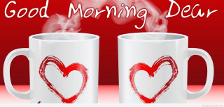 Coffee mugs heart good morning - dear free wallpaper