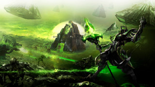 Green alien sword landscape creatures - a green alien free wallpaper