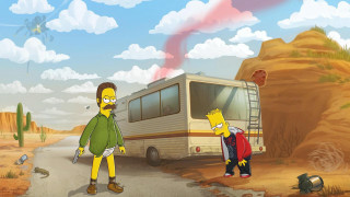 Cartoon man woman bus desert - a man in the background free wallpaper
