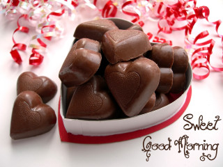 Heart shaped chocolate valentine morning - sweet free wallpaper