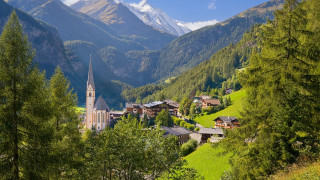 Village church mountains background nature - a village free wallpaper for desktop