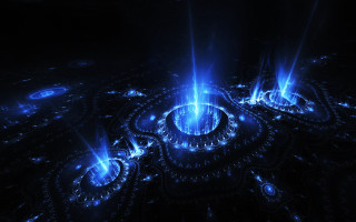 Circular structure blue lights black - the middle of it free wallpaper for desktop