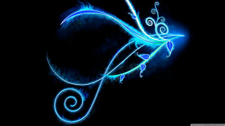 Blue swirly black background fantasy - bioluminescence free wallpaper